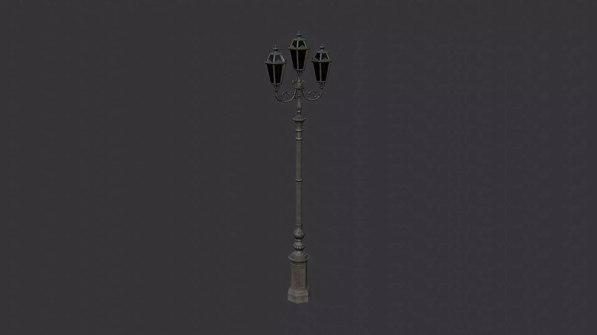 Freestanding Exterior Lantern Street Lamp Low-poly 3D model_2