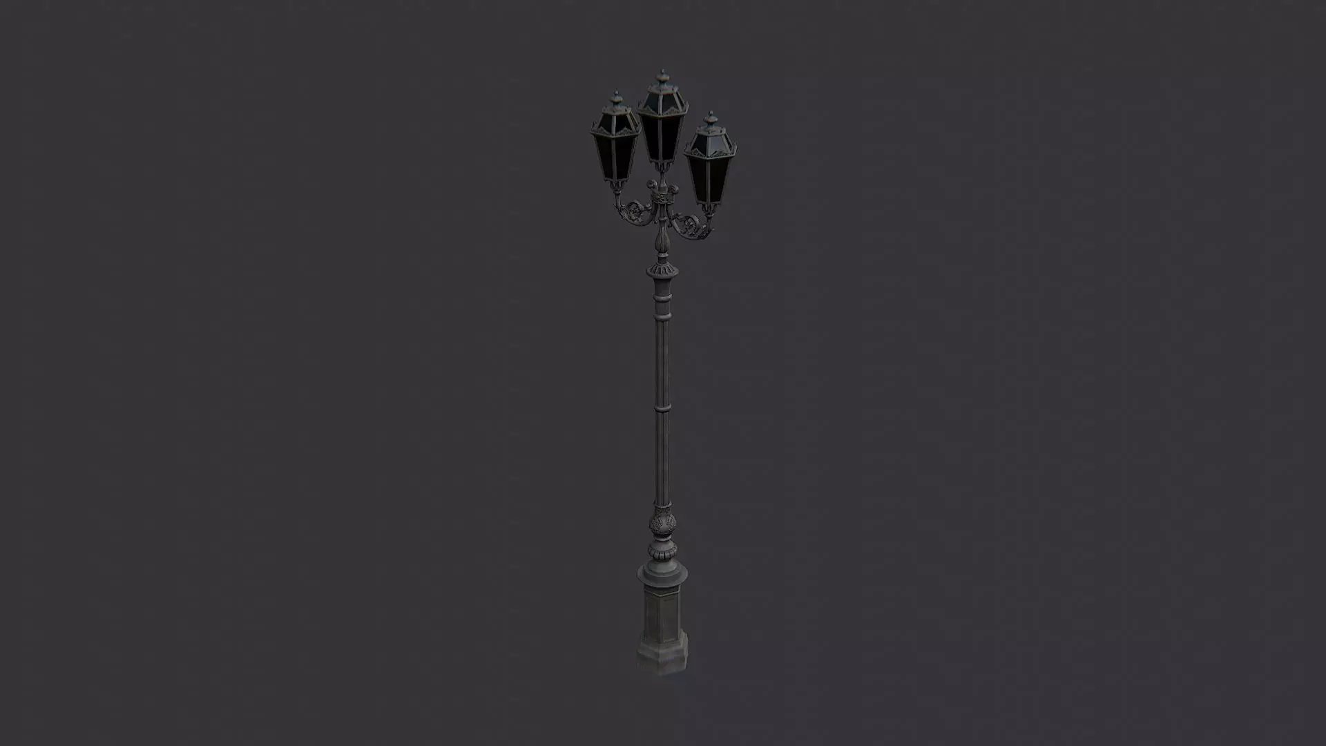 Freestanding Exterior Lantern Street Lamp Low-poly 3D model_1