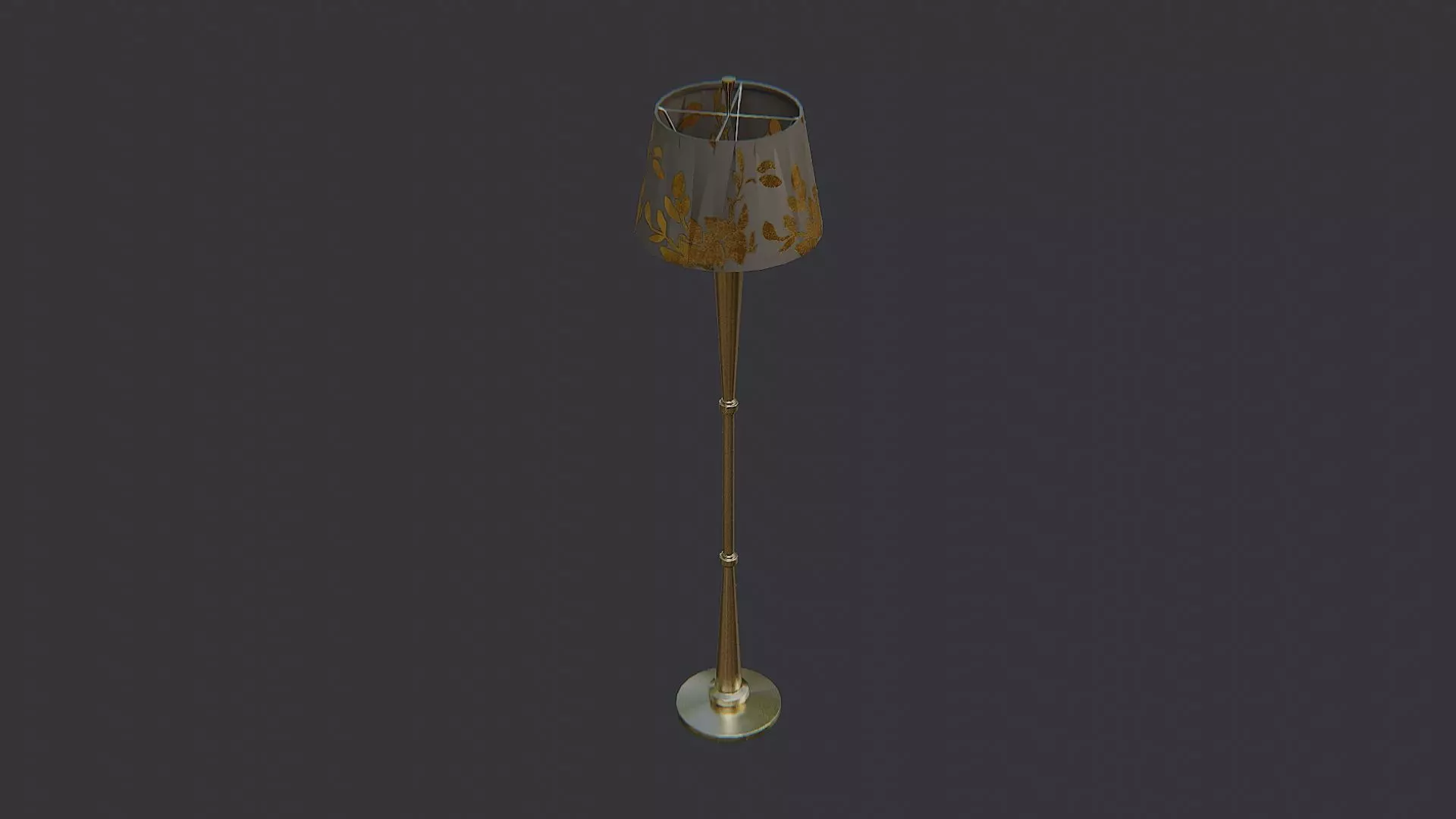 Tall Floor Lamp with Floral Shade Low-poly 3D model_0