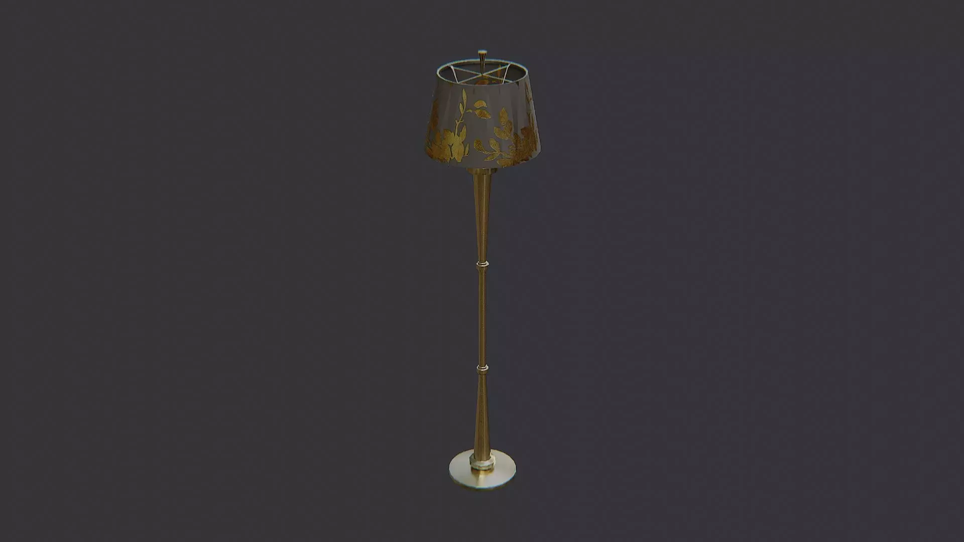 Tall Floor Lamp with Floral Shade Low-poly 3D model_1