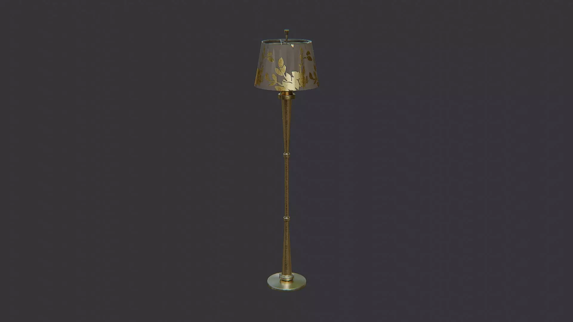 Tall Floor Lamp with Floral Shade Low-poly 3D model_2
