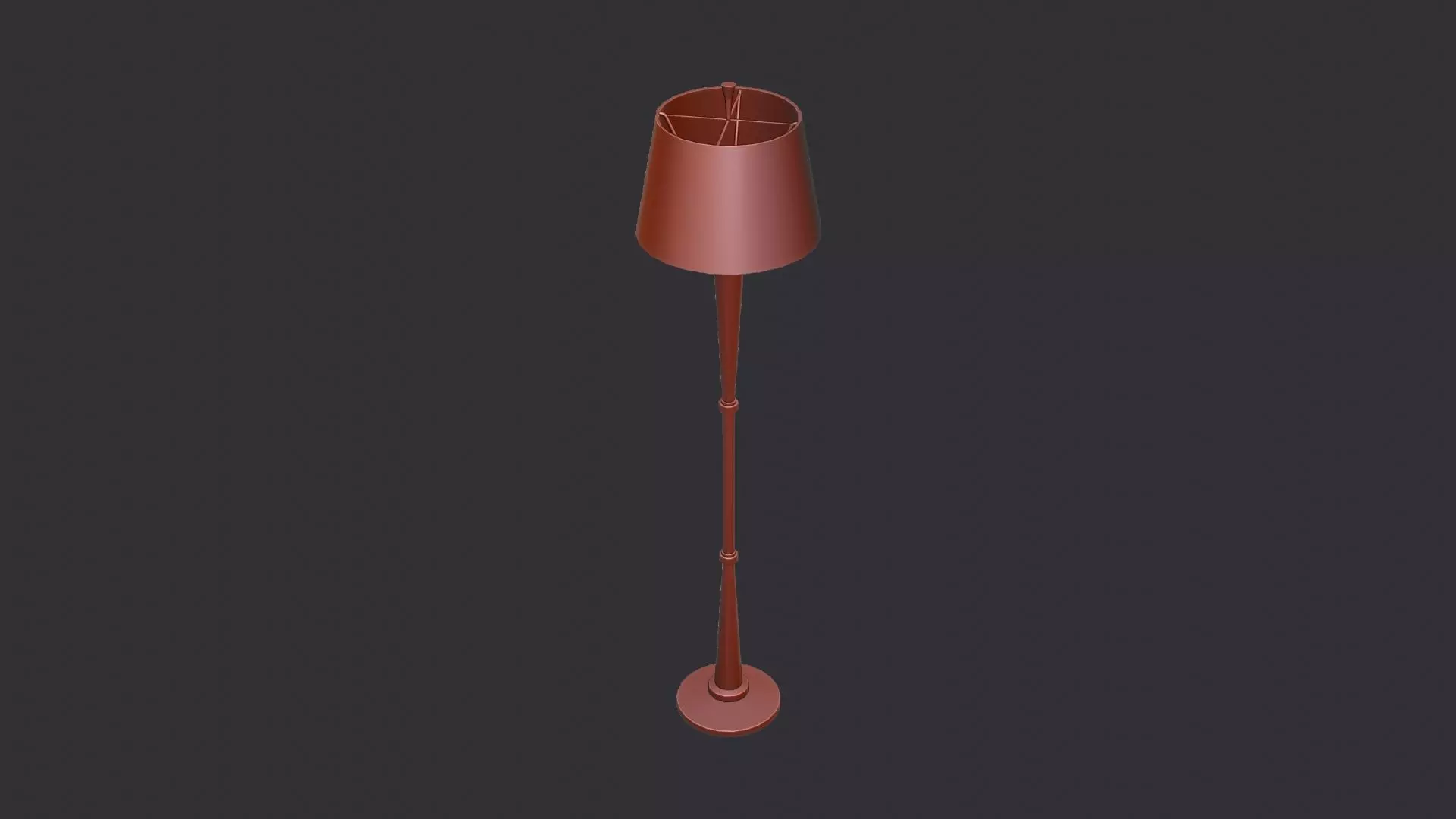 Tall Floor Lamp with Floral Shade Low-poly 3D model_6