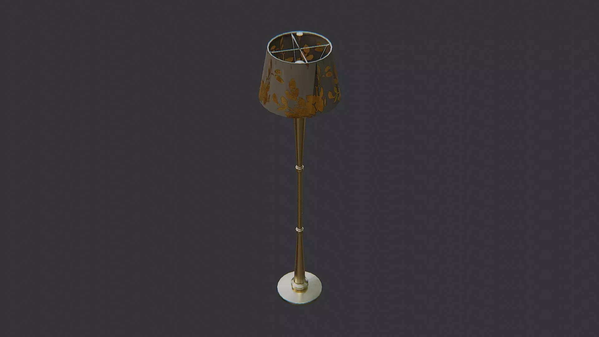 Tall Floor Lamp with Floral Shade Low-poly 3D model_3