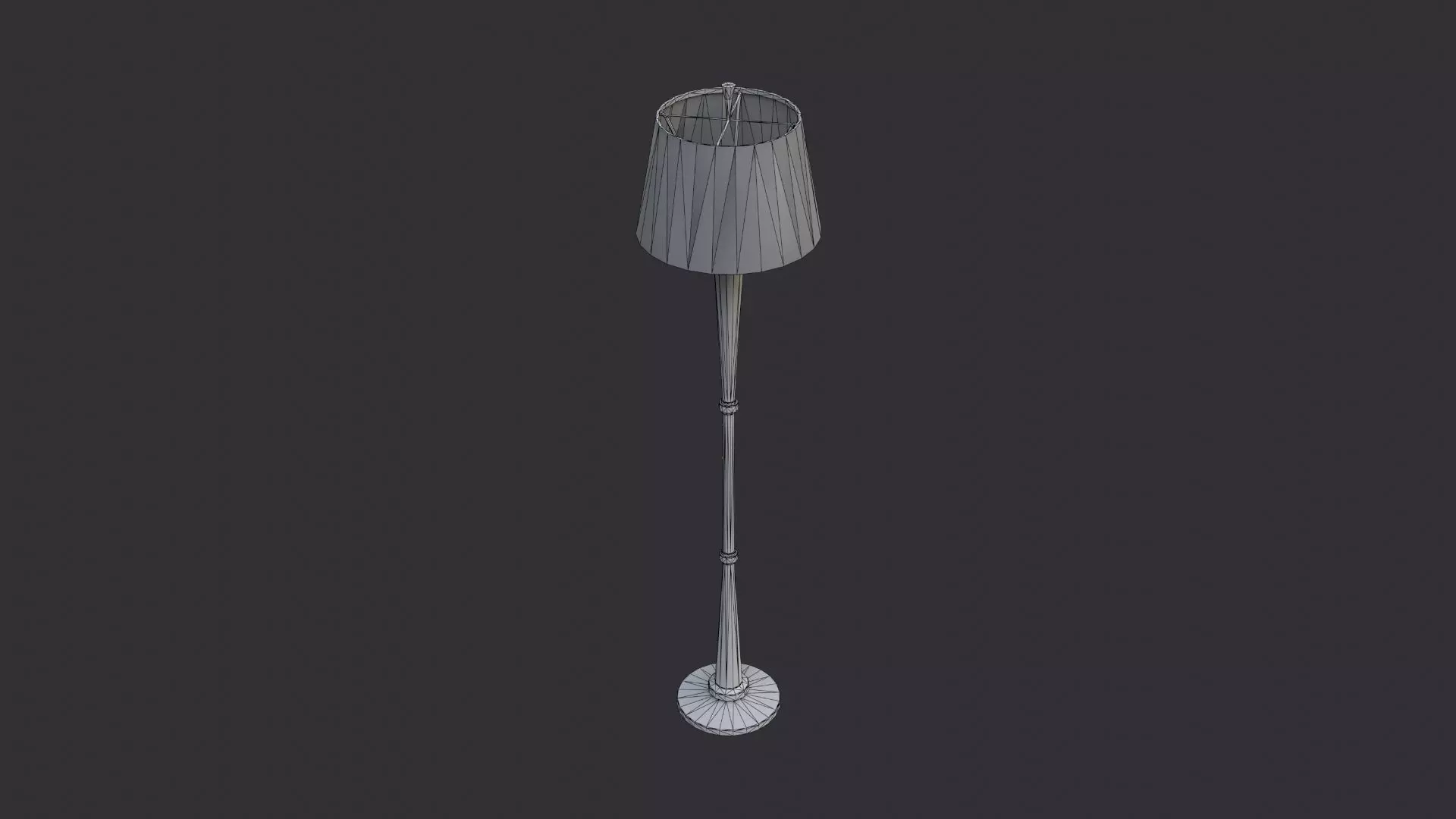 Tall Floor Lamp with Floral Shade Low-poly 3D model_7