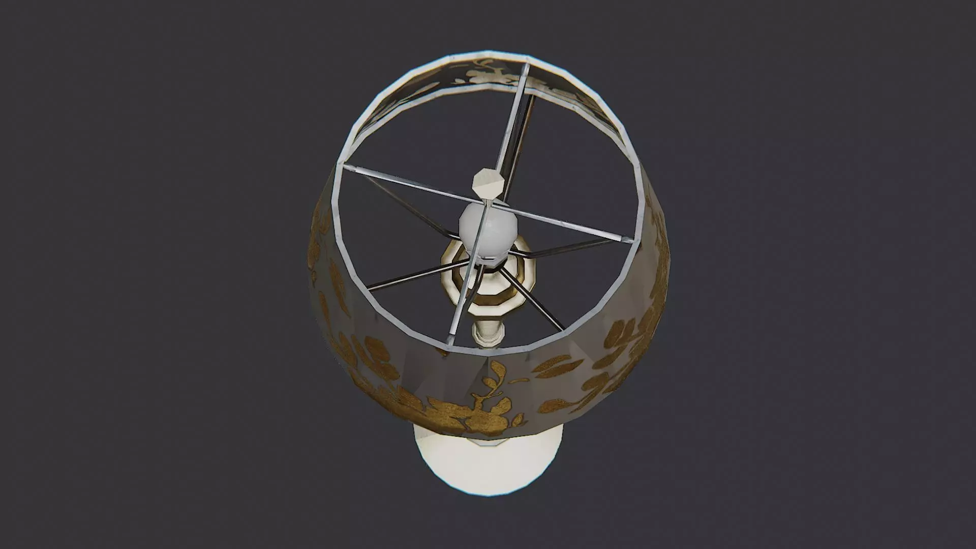 Tall Floor Lamp with Floral Shade Low-poly 3D model_4