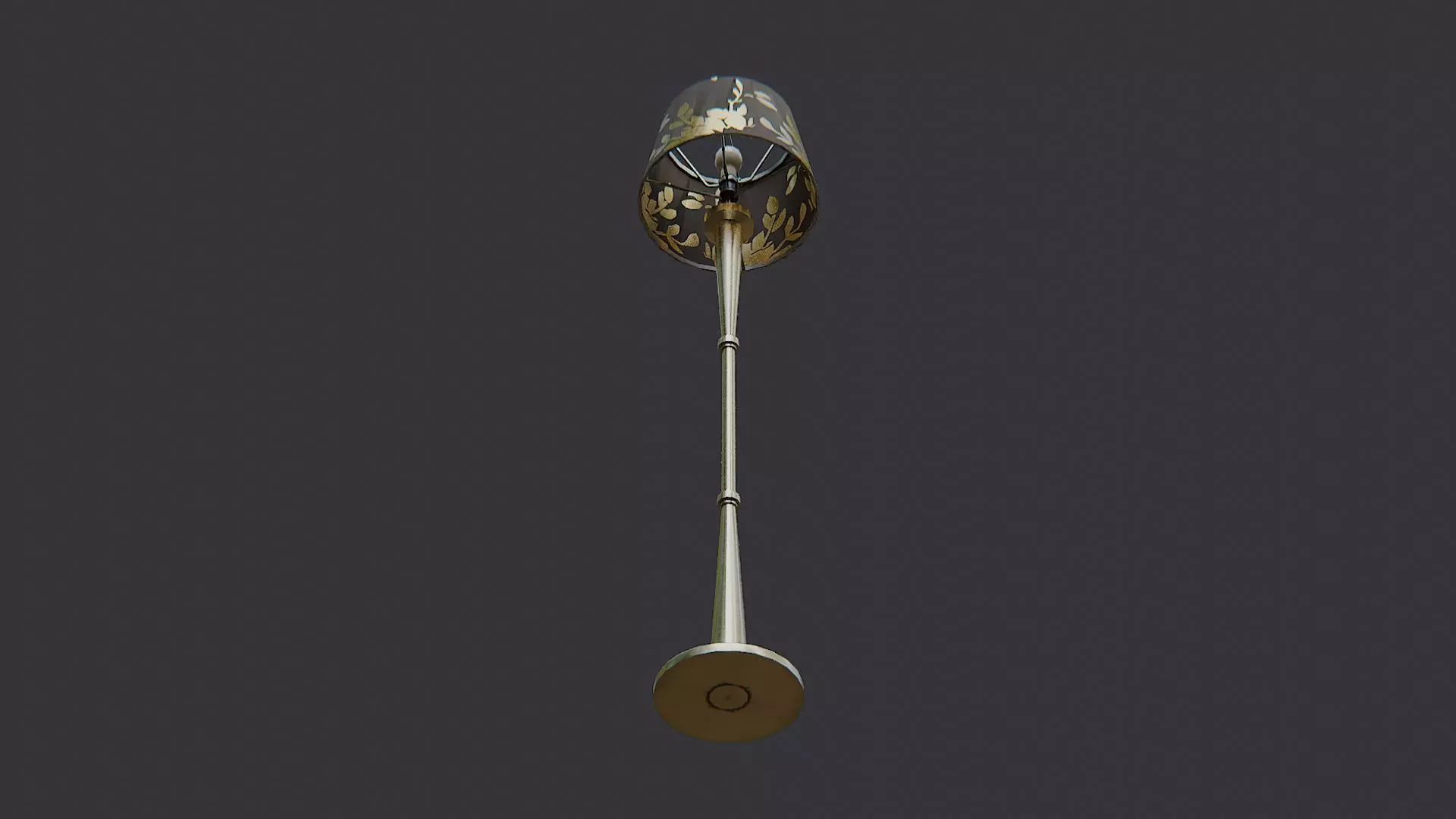 Tall Floor Lamp with Floral Shade Low-poly 3D model_5