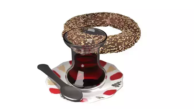 Simit and Tea 3D model