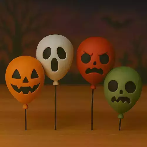 Decoracion Halloween POP Globos con caras de miedo 3D print model