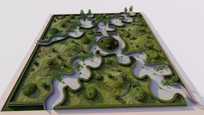 public park-Private Park Landscape 3D model