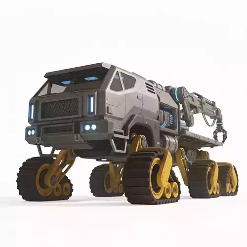 Sci Fi Heavy Duty Articulated Exploration Vehicle with Crane