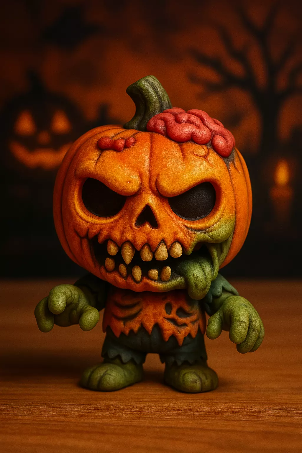 Decoracion Halloween POP Calabaza tallada Zombie 3D print model_0