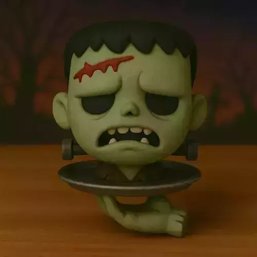 Decoracion Halloween POP Cabeza de monstruo en bandeja 3D print model