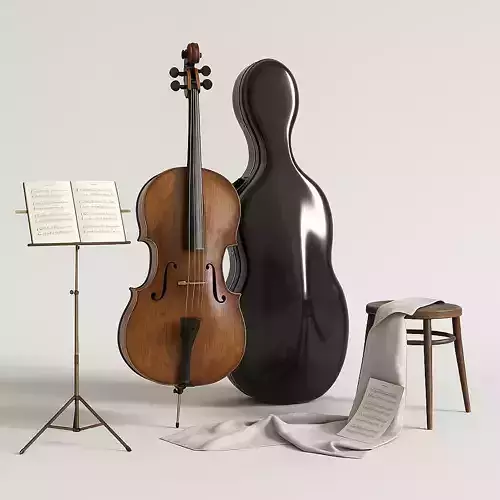 Cello Set 3D Model  Realistic Classical Interior Scene 3D model Cello Set 3D Model  Realistic Classical Interior Scene 3D model