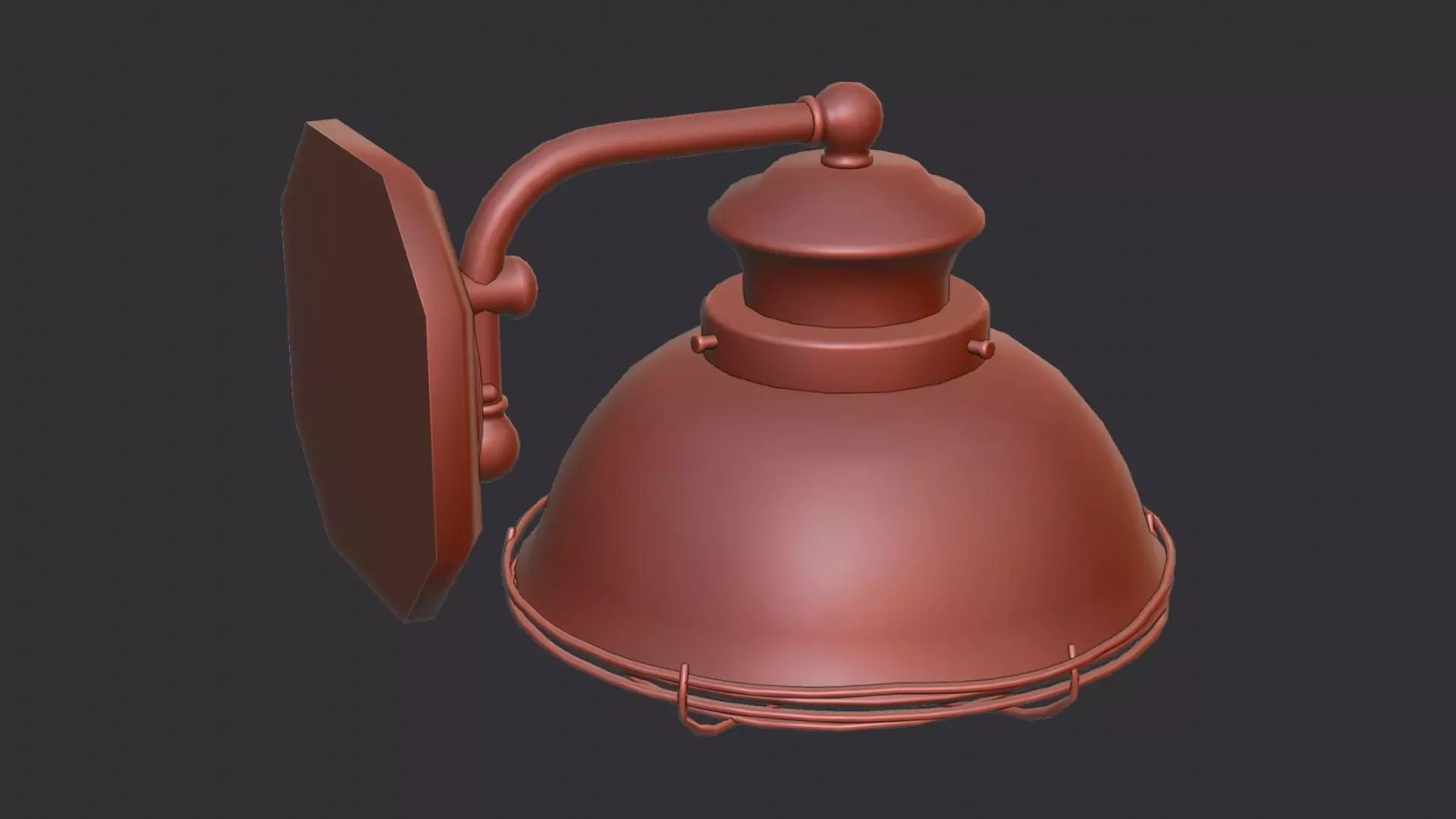 Rusty Industrial Wall Mounted Lamp Fixture Low-poly 3D model_6