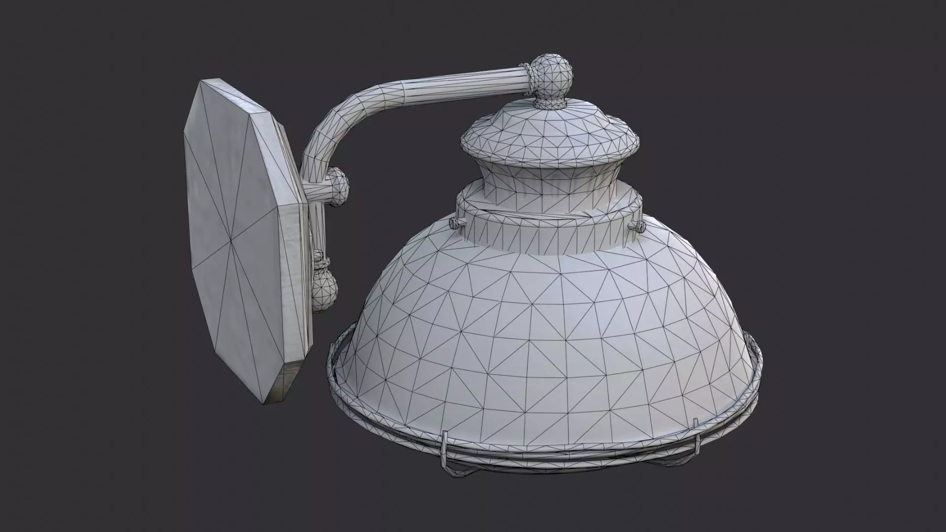 Rusty Industrial Wall Mounted Lamp Fixture Low-poly 3D model_7
