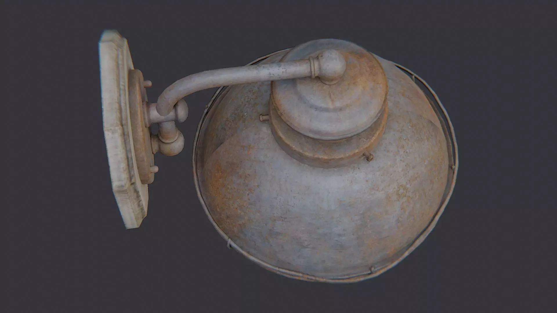 Rusty Industrial Wall Mounted Lamp Fixture Low-poly 3D model_4