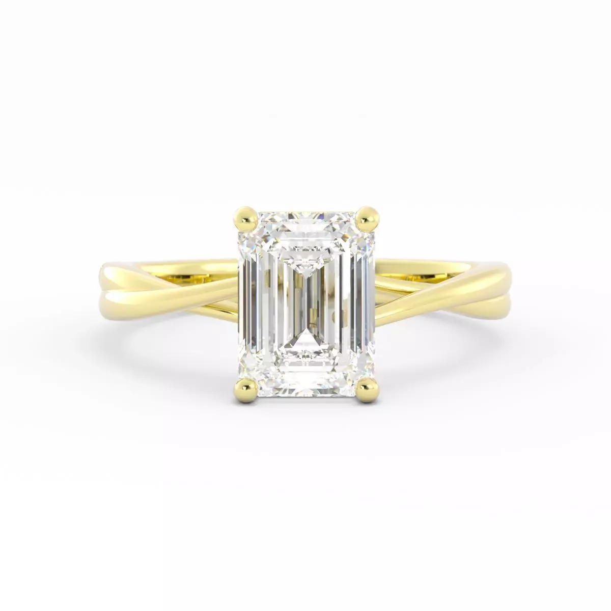 Emerald Cut Solitaire With Twist Band And Rendering 3D print model_0
