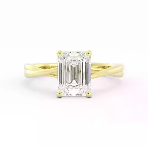 Emerald Cut Solitaire With Twist Band And Rendering