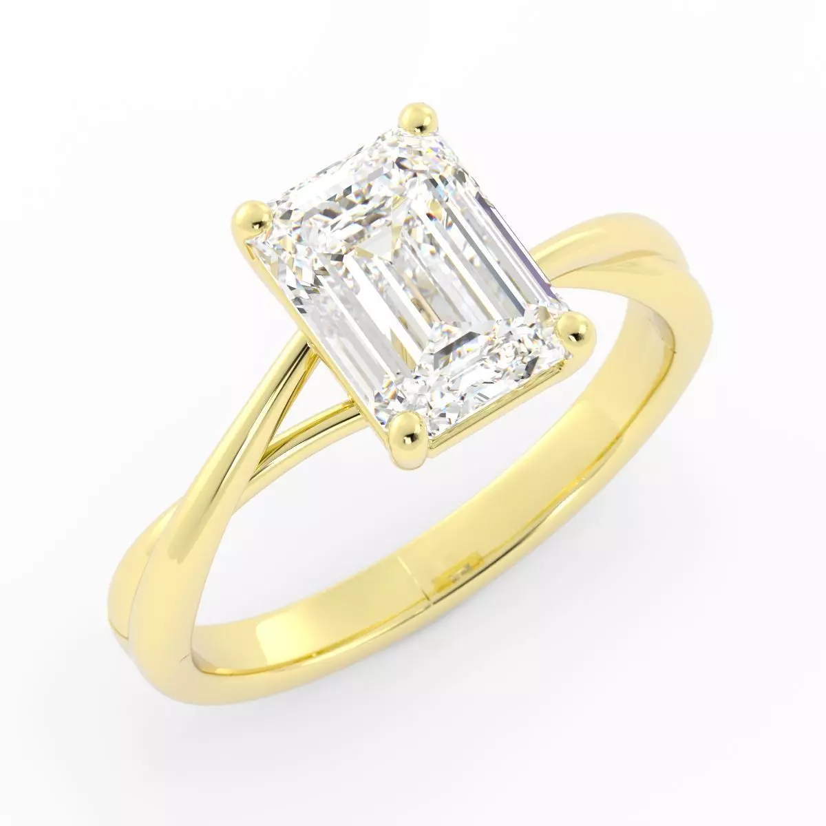 Emerald Cut Solitaire With Twist Band And Rendering 3D print model_4