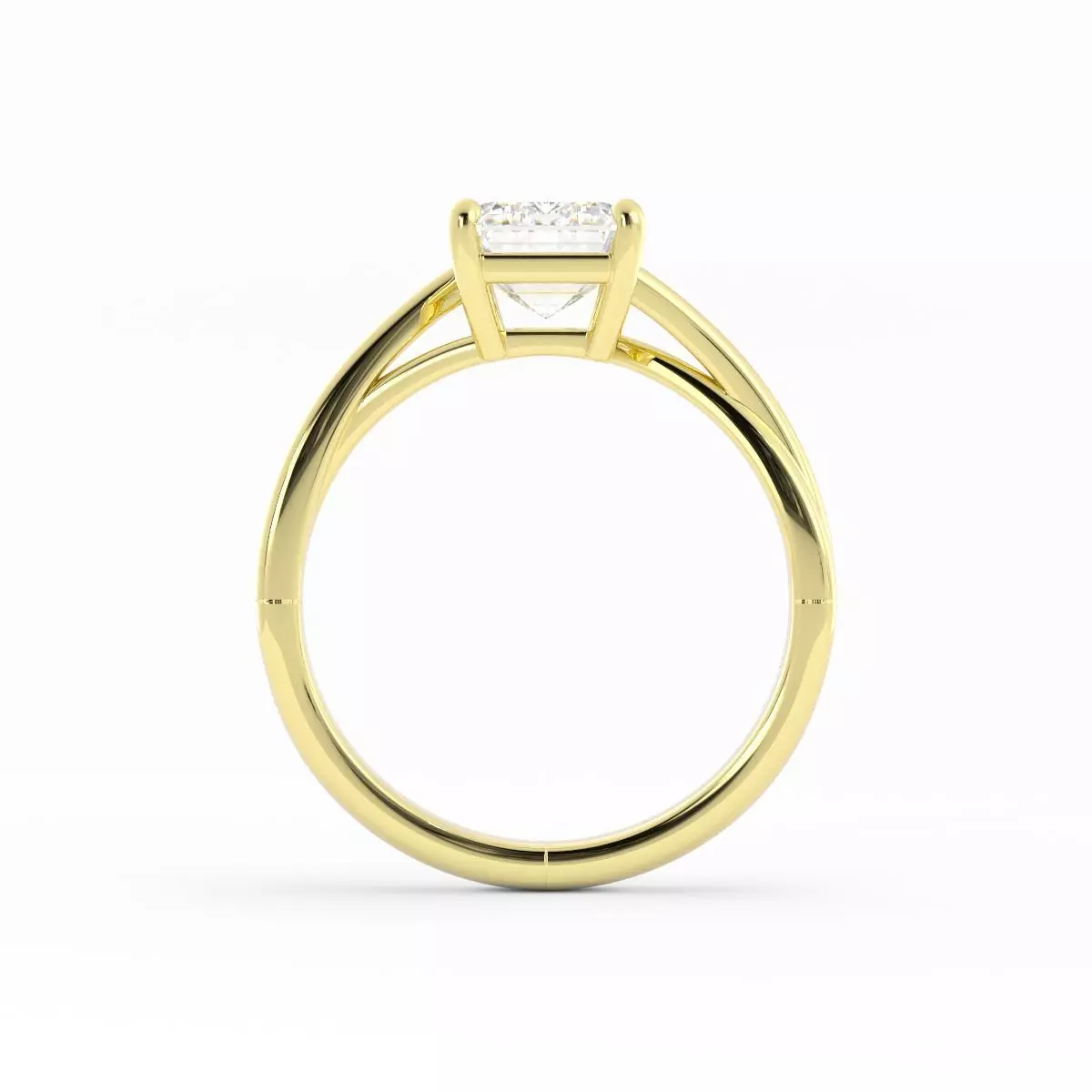 Emerald Cut Solitaire With Twist Band And Rendering 3D print model_2