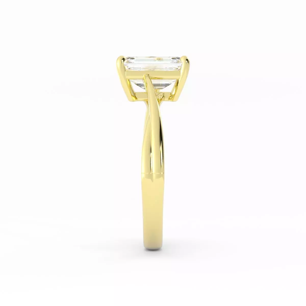 Emerald Cut Solitaire With Twist Band And Rendering 3D print model_3