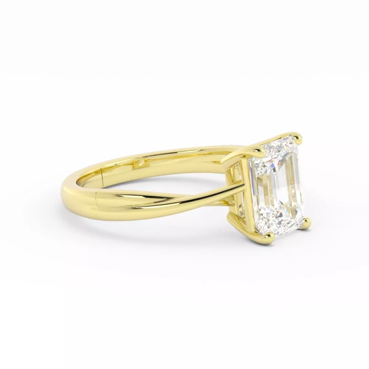 Emerald Cut Solitaire With Twist Band And Rendering 3D print model_1