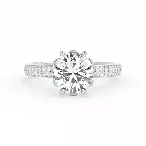 Pixie Pedal Round Solitaire Engagement Ring With Rendering