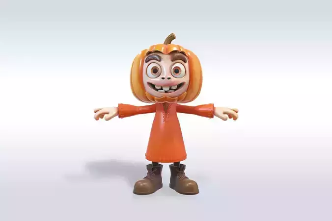 Cheerful Pumpkin Boy Halloween Character