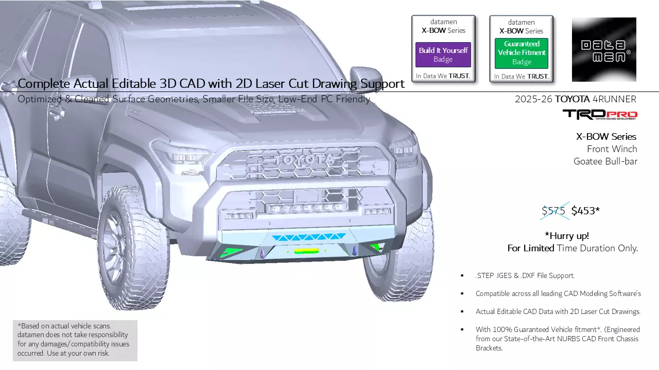 2025 TOYOTA 4RUNNER Front Winch Bumper Bullbar 3D Model 3D model_0