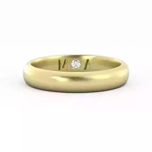 Mens Wedding Band With Inside Diamond and Initials 3DM