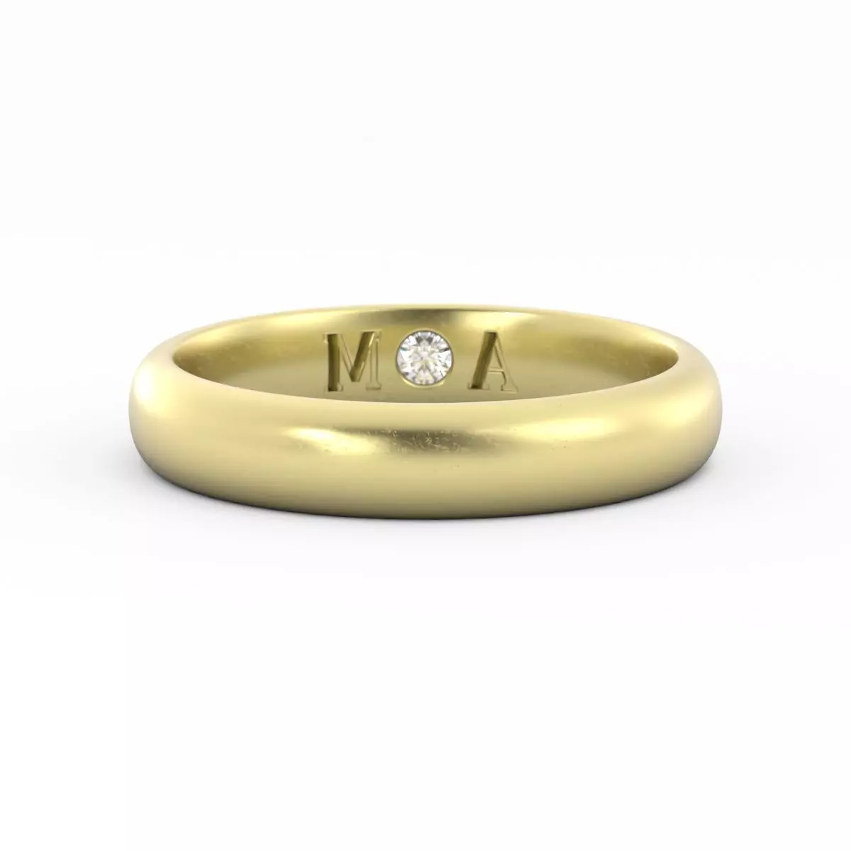 Mens Wedding Band With Inside Diamond and Initials 3DM 3D print model