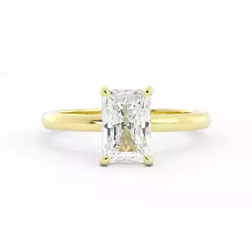 Radiant Solitaire With Simple Band And Rendering 3DM