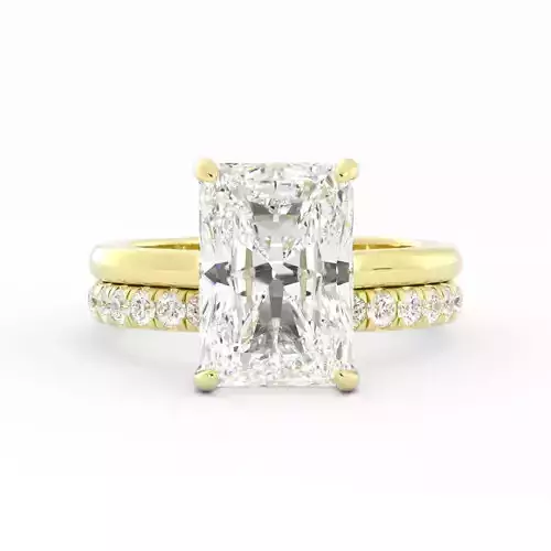 Radiant Solitaire Wedding Band Set With Rendering 3DM