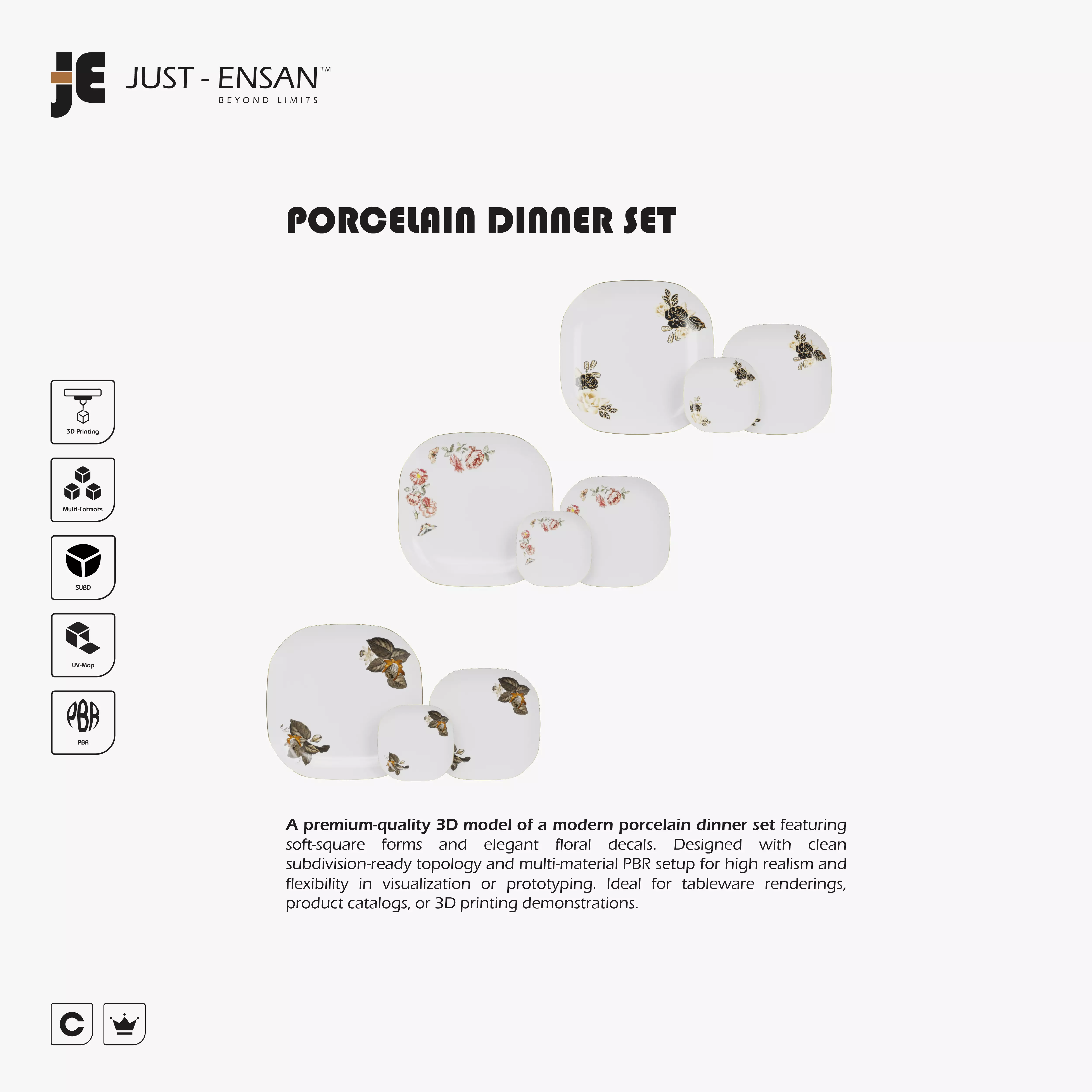 Porcelain Dinner Set 3D print model_0