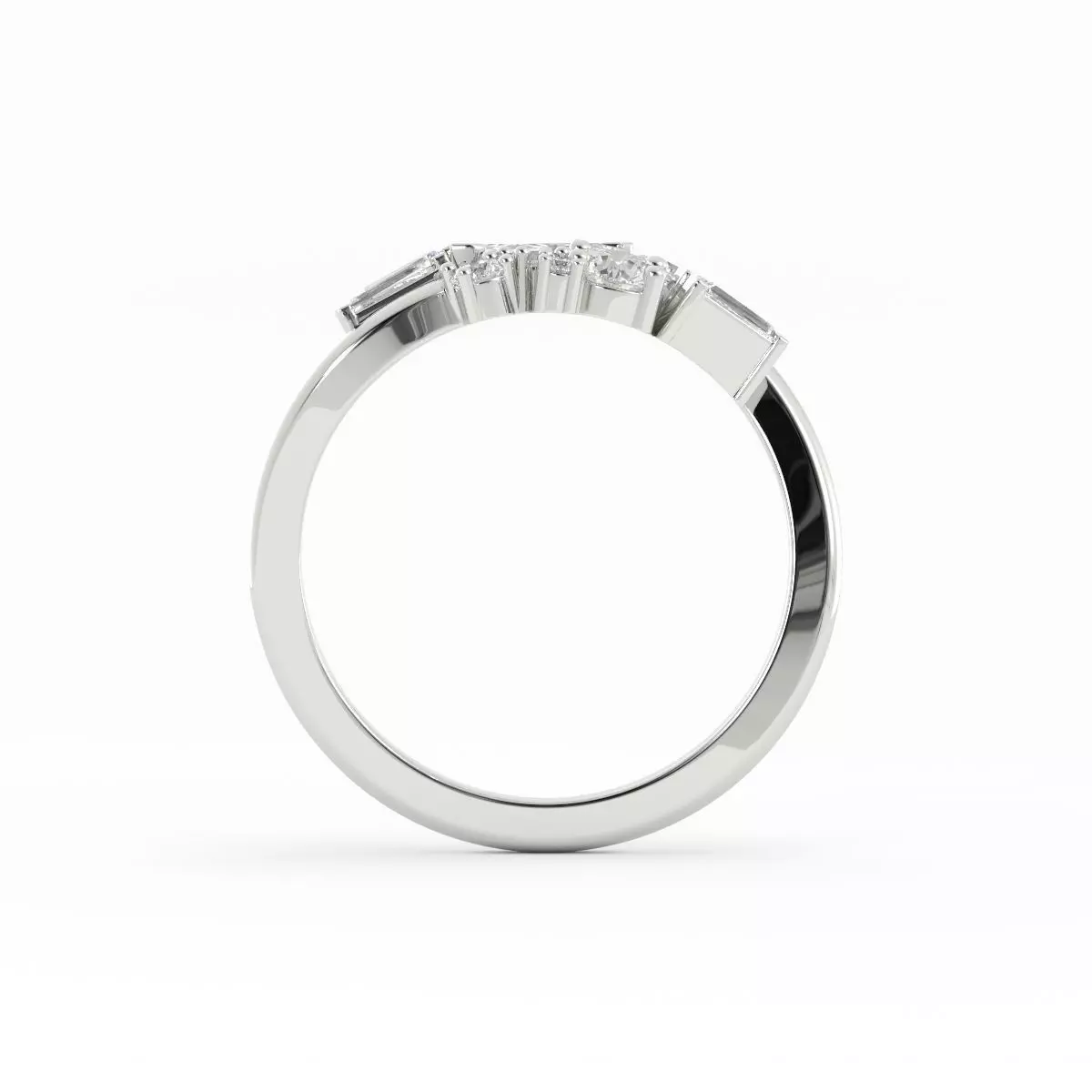 Diamond Cluster Wedding Band Ring With Rendering 3DM 3D print model_2