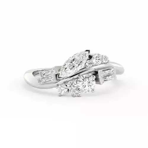 Diamond Cluster Wedding Band Ring With Rendering 3DM