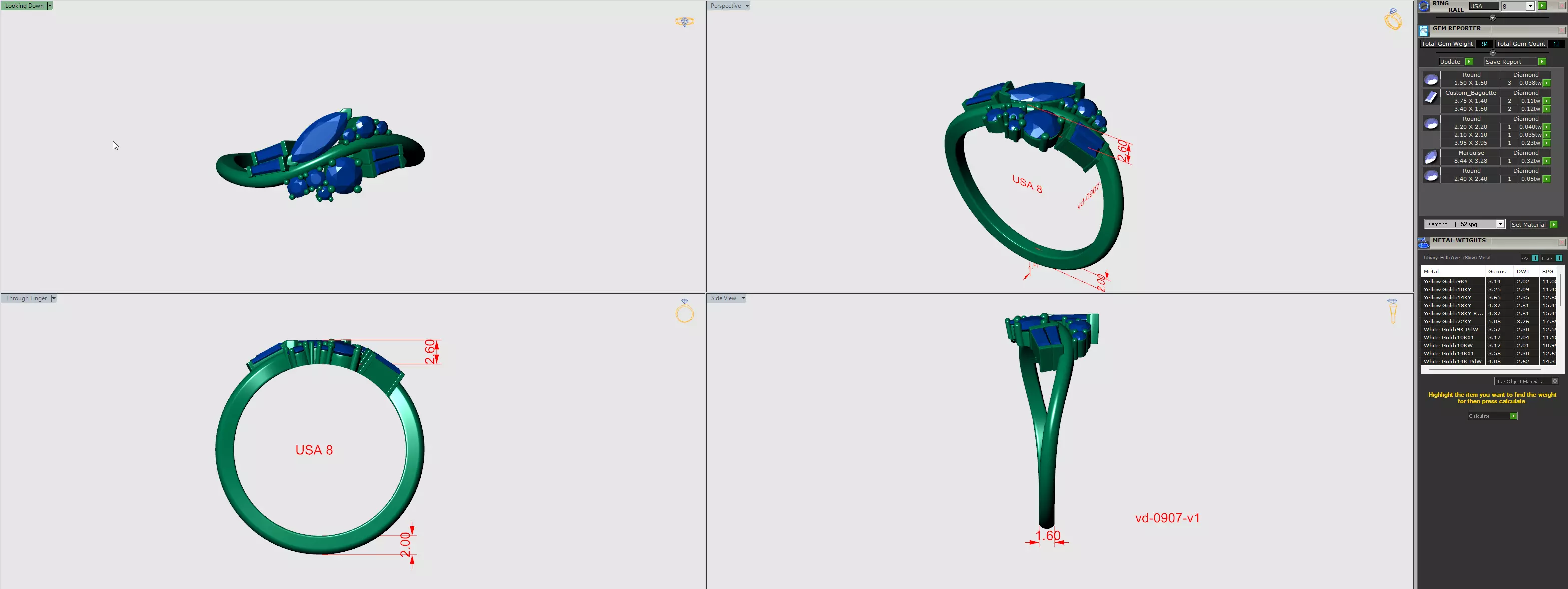 Diamond Cluster Wedding Band Ring With Rendering 3DM 3D print model_6