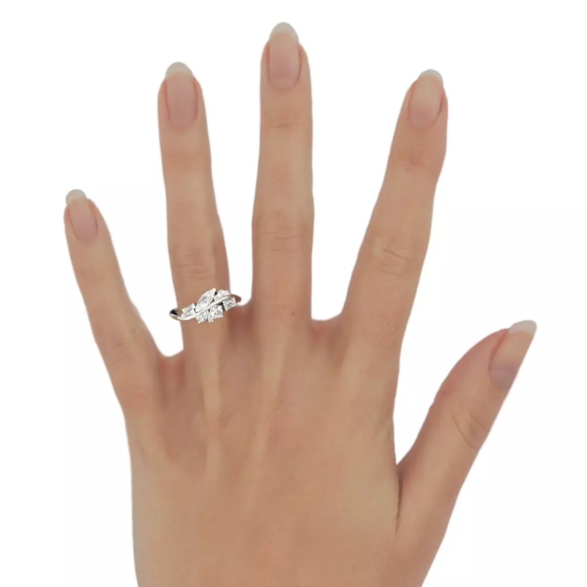 Diamond Cluster Wedding Band Ring With Rendering 3DM 3D print model_5