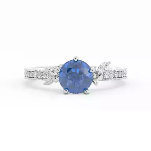 Round Colored Stone Engagement Ring With Rendering 3DM
