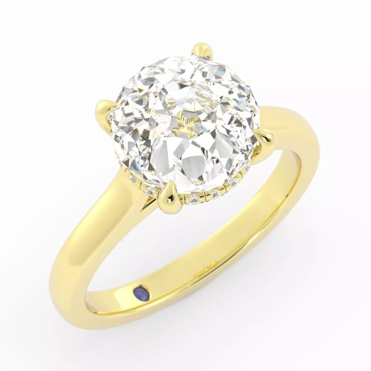 Chunky Band Round Diamond Solitaire With Hidden Halo 3DM 3D print model_4