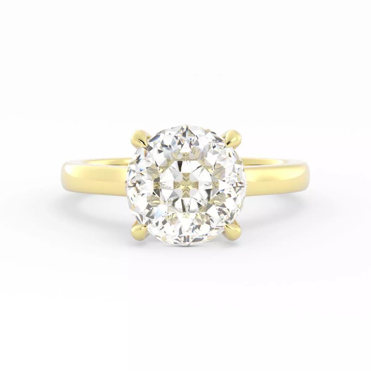 Chunky Band Round Diamond Solitaire With Hidden Halo 3DM 3D print model_0