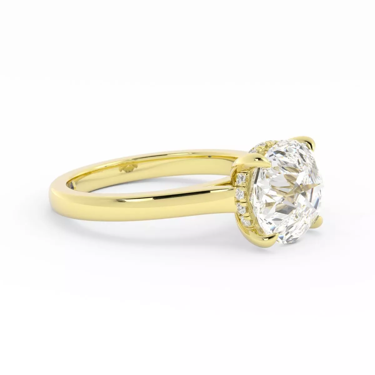 Chunky Band Round Diamond Solitaire With Hidden Halo 3DM 3D print model_1