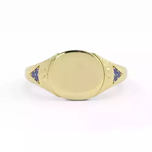 Engravable Signet Ring With Sapphire Sides With Rendering 3DM 3D print model