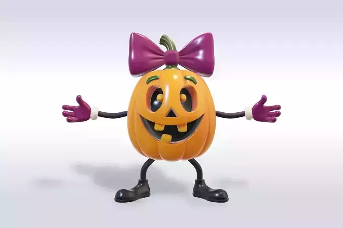 Cheerful Pumpkin Girl halloween Character