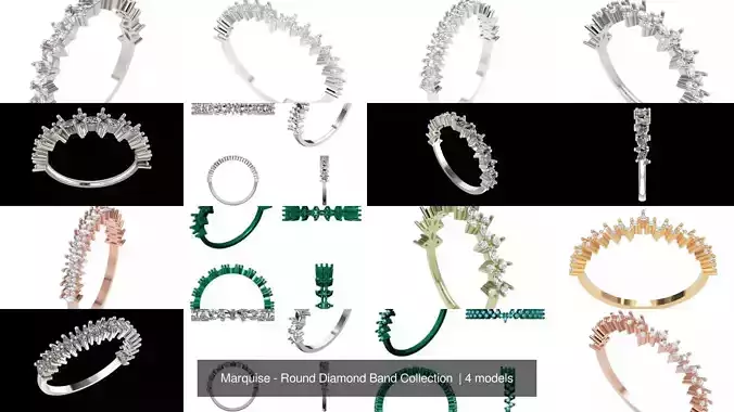 Marquise - Round Diamond Band Collection 