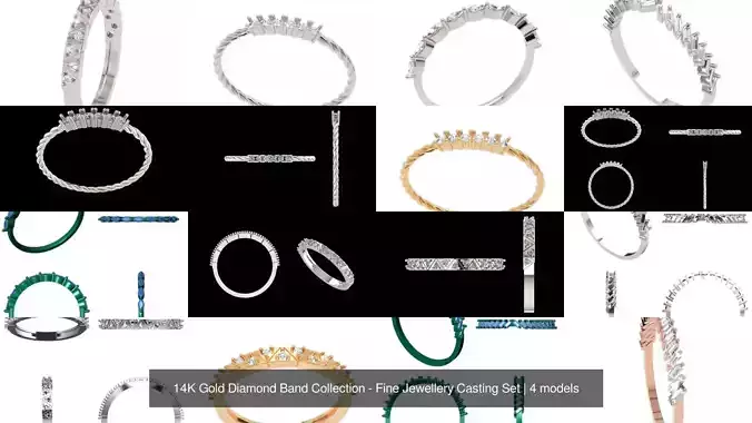 14K Gold Diamond Band Collection - Fine Jewellery Casting Set