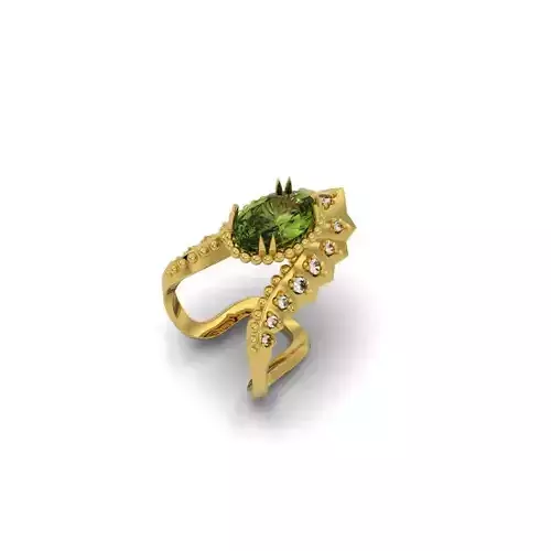 Modern Ring diamonds and central stone - Jewelery 3D - AN 658