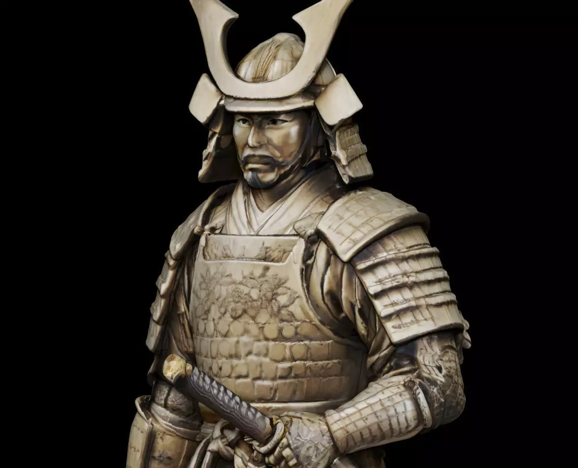 Samurai Warrior Statue Japanese Dozo Katana 3D print model_6