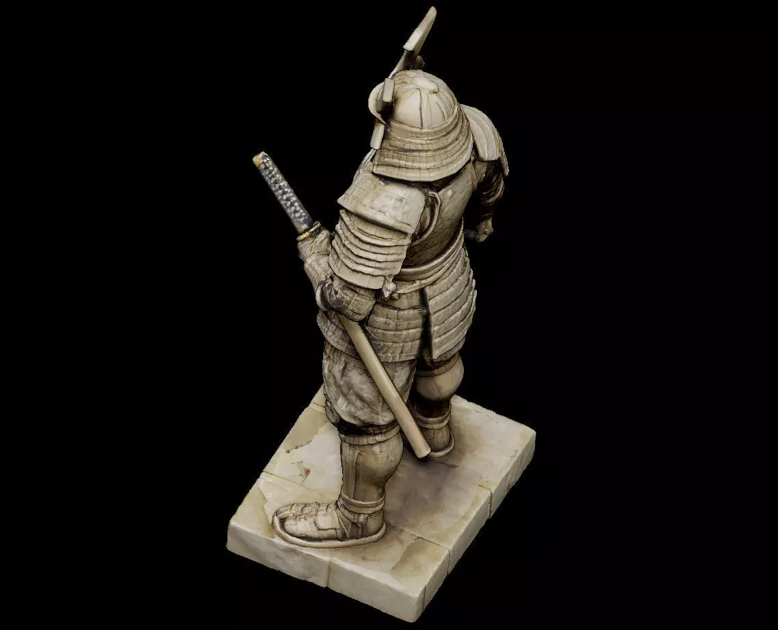 Samurai Warrior Statue Japanese Dozo Katana 3D print model_5