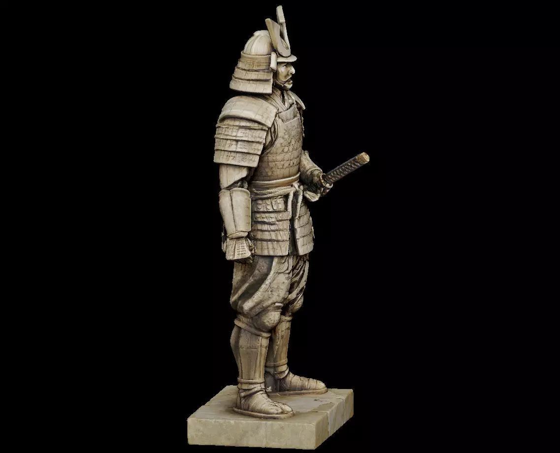 Samurai Warrior Statue Japanese Dozo Katana 3D print model_3